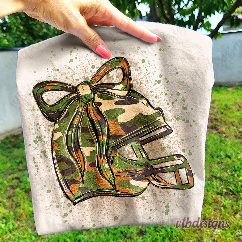 Camo School Spirit Football Helmet PNG